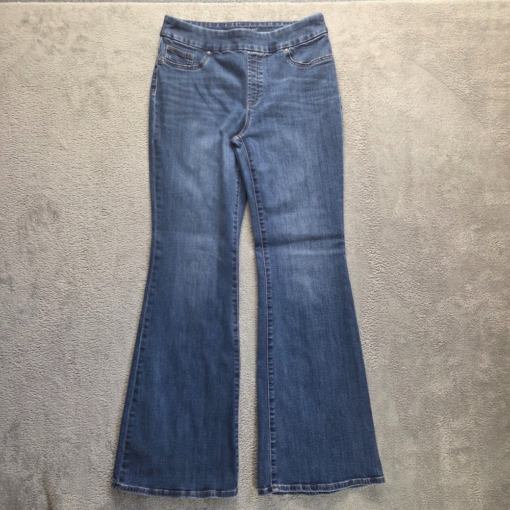 Chicos Jeans Womens 8T Blue Pull On‎ Flare Chicos 1T Mid Rise Stretch Denim